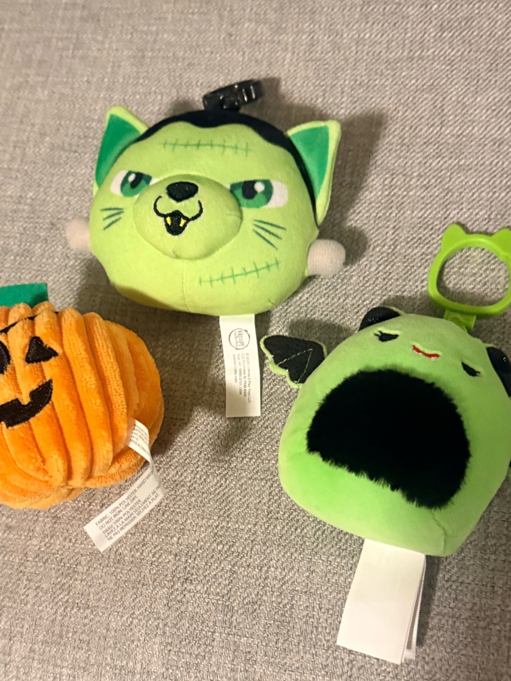 Plush Bag charms Halloween - Green Cat & Pumpkin Bundle